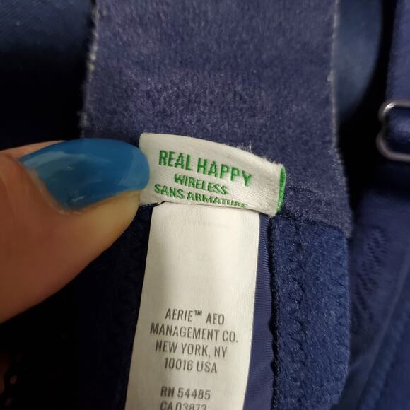 Aerie Real Happy Wireless Bra Racerback Adjustable 3 Prong Closure Dark Blue 36D - Picture 8 of 9